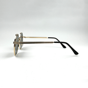 Octagonal Metal Frame Sunglasses - Golden Green